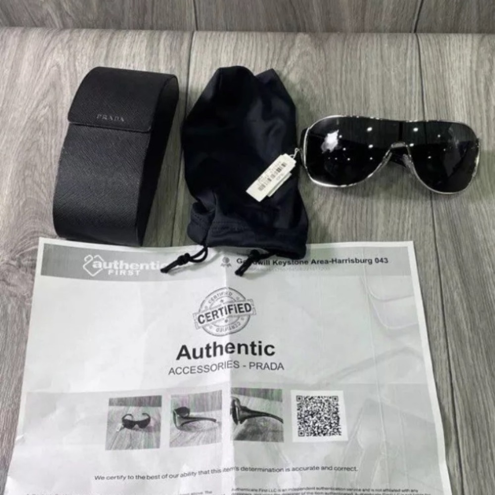 Authentic Prada Black Wrap Sunglasses with Case and Certificate of Authenticity - Picture 1 of 9